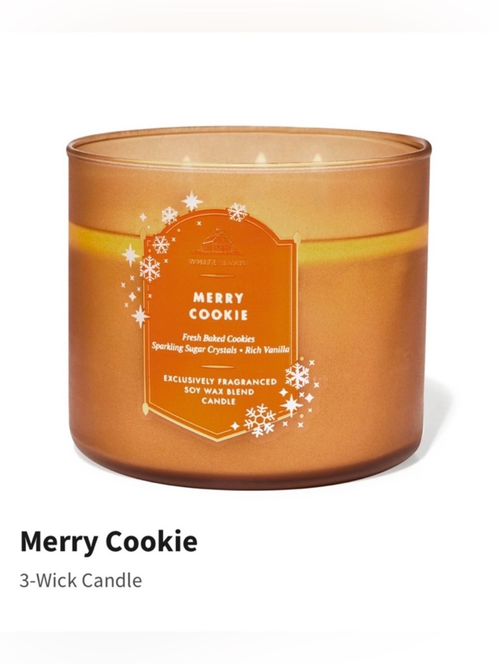 NIB White Barn “Merry Cookie” Scented 3-Wick Candle w Decorative Metal Lid